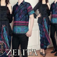 Baju Setelan Pasangan Muslim Zoya Couple Set 3 in 1 Blue