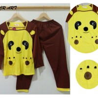 Baju Tidur Setelan Lengan Panjang Piyama Wanita Cewek Remaja Bear Lucu