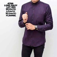 PREMIUM BAJU KANTOR DISTRO FLANEL KOTAK2 NAVY MERAH KOREA SLIM MURAH S