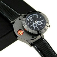 Jual Jam Tangan Pria Korek Elektrik USB Hadiah Api Rokok Quartz Casio OULM Murah