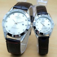 Jam Tangan Wanita Analog ROLEX VIOS SEPASANG DARKBROWN