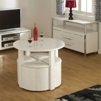 Meja kursi makan compact minimalis, putih duco