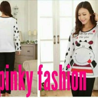 baju tidur setelan panjang wanita import cow