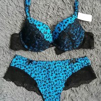 Jual Bra set with panty Helga leopard BLUE Murah