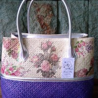 Handbag/Tas Pandan Purple MB 001 Decoupage