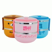 Jual Rantang 2 Susun Stainless Lunch Box Tempat Makan Hello Kitty Doraemon Murah