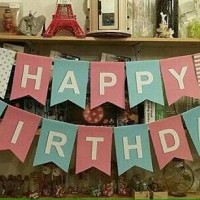 Jual BANNER FLAG HAPPY BIRTHDAY / Bunting Flag Pink Biru Murah