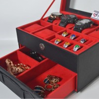 Jual Kotak Tempat Jam Tangan JUMBO mix Tempat Perhiasan Susun Black Red Murah