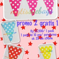 Jual souvenir ultah/dekorasi ultah bunting flag dot Murah