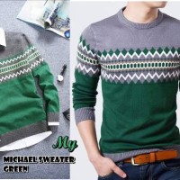 Jual Sweater Mr. Michael Green-Grey Rajut Tribal/Harga Distributor/Kualitas Murah