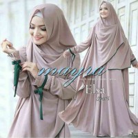 Baju Wanita Gamis Hijab Muslim Bergo Elsa Mayra Brown MURAH