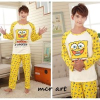 Jual Piyama Spongebob Pria Big Size - Baju Tidur Cowok - Sleepwear Murah