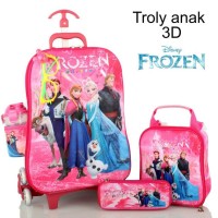 Jual Tas Troli Anak Frozen 3D 5in1 Set+Kacamata Led Murah