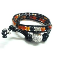 Jual Gelang Kulit Lilit Batu Alam Asli Fire Agate Murah