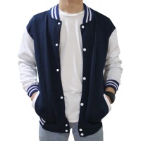 Jual JAKET POLOS BASEBALL NAVY PUTIH ! SWEATER PRIA WANITA MURAH VARSITY Murah