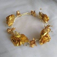 Jual FLower Crown/ Mahkota Bunga Kuncup GOLD ROSE FLOWER By Gabriell Acc Murah