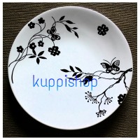 Jual Piring keramik putih tema Kupu2 dan Bunga Murah