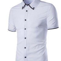Kemeja Lengan Pendek Pria Fred Putih Baju Formal Slimfit