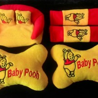 Jual Bantal Mobil 3 in 1 BABY POOH / Sandaran Kepala Jok Mobil Car Set 3in1 Murah