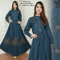 Jual Maxi Dress Delima Gamis Jeans Kaftan bordir ma Murah