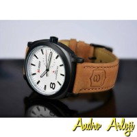Jual Jam Tangan Pria Curren Layar Putih Tali Coklat Anti Air Murah