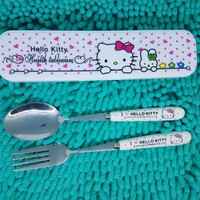 Jual Sendok Garpu Makan Travelling Karakter Hello Kitty / Doraemon Grade A Murah
