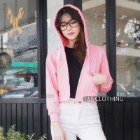 Jual JAKET CROP HOODIE PINK BABY WANITA Murah