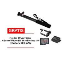 Bcare Monopod-Tongsis-Hitam-Gratis MicroSD 16 GB Class 10+Battery