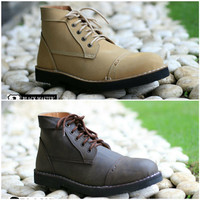 Sepatu Boots Pria Black Master Zara Kulit Asli Tracking Touring Hiking