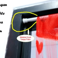 Jual Gantungan Tiang Tirai Sekat Pintu Flexible TANPA PAKU size 102cm-190cm Murah