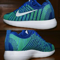 Sepatu Sport Nike Flyknit Zoom Grade Ori / Biru Stabilo / Running
