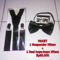 Jual Suspender Hitam dan Dasi kupu-kupu Hitam Murah