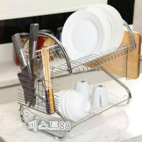 Rak Piring Gelas 2 Susun Stainless Ukuran lebih Besar 43 x 25 x 39 Cm