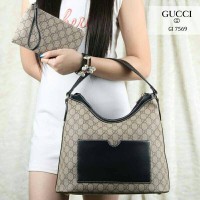 Tas Gucci HOBO Waterproof Leather like Ori 2in1 (7569)