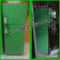 stiker kulkas 2 pintu depan kanan kiri motif polkadot