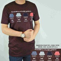 baju kaos motif topi 4 warna merah marun cowok pria