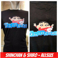 kaos crayom sinchan & shiro anime manga komik combed hitam baju distro