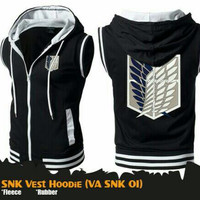 Jual Jaket Titan Vest Hoodie / Jaket Anime Attack On Titan Abu Murah