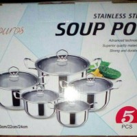 Jual Panci Set Soup Pot 5 set ( Tutup Kaca ) Murah