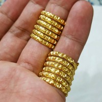Cincin Melingkar Rotan Bambu Seleser Ulir 6 Lapis Emas