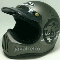 Helm Cakil HBC Grey Vespa Classic Retro + Peth