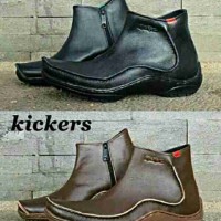 Sepatu Pria Kickers Jhon Legend Zipper Leather Semi Boots Casual Kerja