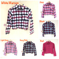 Jual Sexy Croptop 2017 460 Crop Top Flanel / Flanel Scallop / Flanel Murah Murah