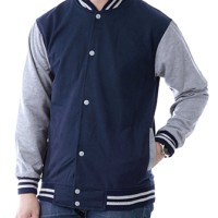 Jual JAKET POLOS BASEBALL NAVY LIST ABU ! SWEATER BASE BALL MURAH VARSITY Murah