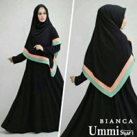 gamis ummi syari bianca black baju muslim wanita remaja bagus murah