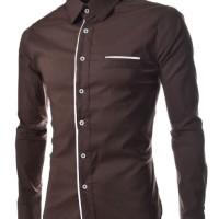 Jual Baju Atasan HEM Pria coklat murah kemeja Lengan panjang choco Petter Murah