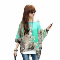 Jual Blouse Import Batwing Green Gray Murah