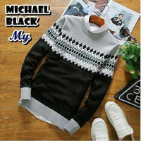 Jual Baju / Sweater Rajut Pria Michael Sweater Black Murah