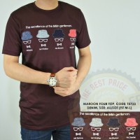 BAJU KAOS MOTIF TOPI 4 WARNA MERAH MARUN COWOK PRIA