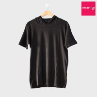 Jual Baju Kaos Polos Hoodie Lengan Pendek - Hitam Murah
